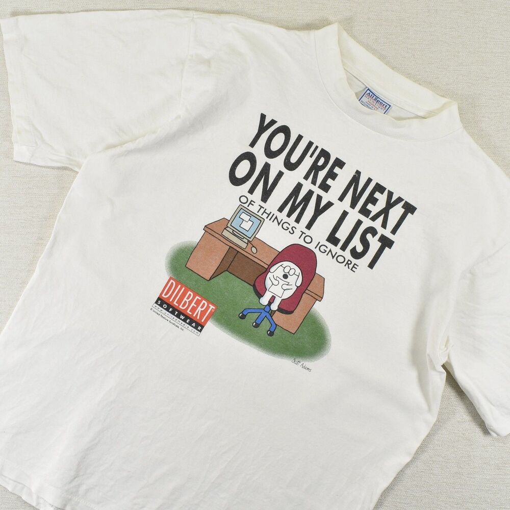 Vintage Single Stitch Dilbert T Shirt Large You're Next On My List Graphic Tee